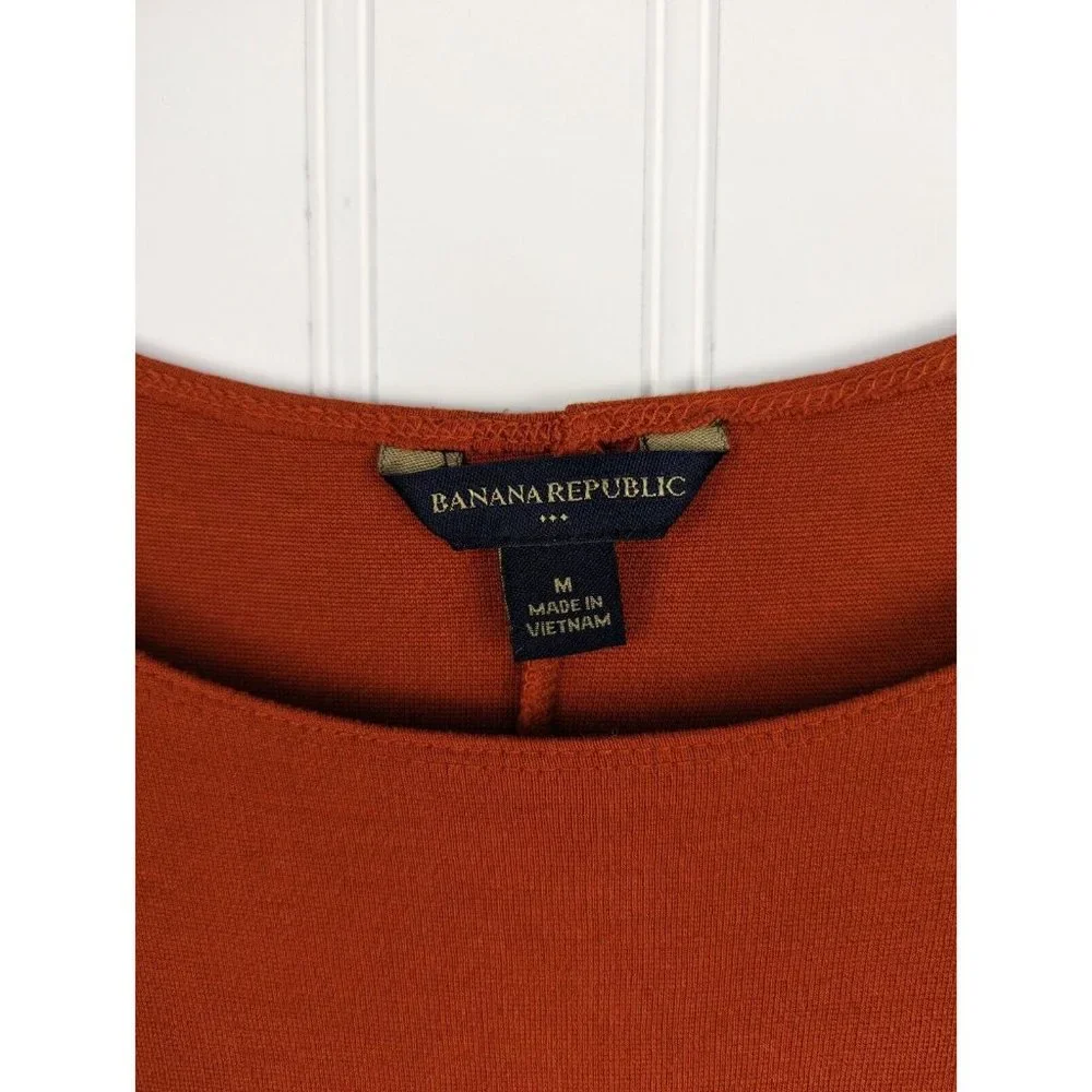 Banana Republic Women's Dress Burnt Orange Rouched‎ Sleeve Pullover Size M